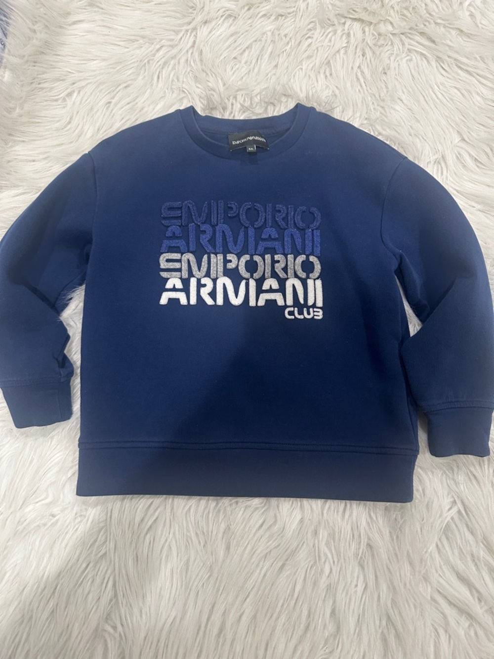 Emporio Armani Navy Crewneck with Raised Logo